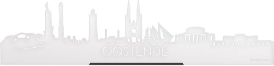 Standing Skyline Oostende Wit Glanzend - 60 cm - Woondecoratie design - Decoratie om neer te zetten en om op te hangen - Meer steden beschikbaar - Cadeau voor hem - Cadeau voor haar - Jubileum - Verjaardag - Housewarming - Interieur - WoodWideCities