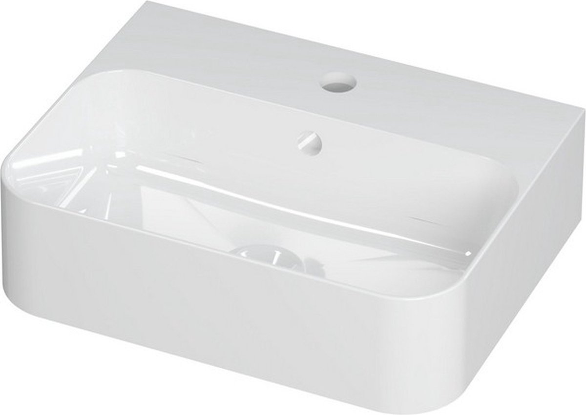 INK Swing opbouw wastafel porselein 1 krgat 45x12x34cm, glans wit
