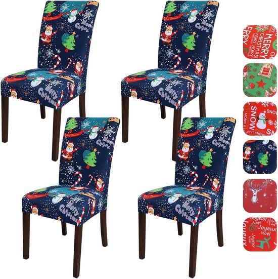 6 stuks kerststoelhoezen, 50 x 60 cm, premium kerststoelhoezen, stoelhoezen voor Kerstmis, kerstdecoratie voor stoelen, rode kerstovertrek, stoelhoezen met rode hoed