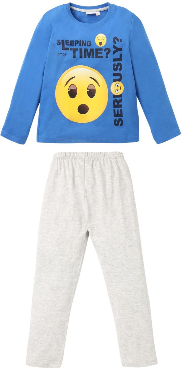 bovenste getuigenis Zwerver Emoji-Pyjama-blauw-maat-128 | bol.com