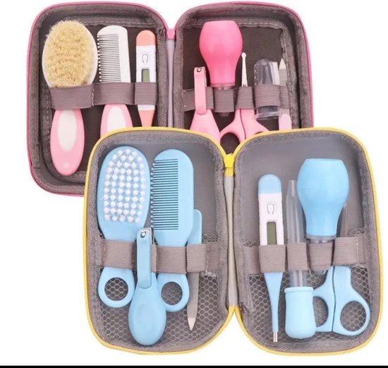 9-delige Baby Verzorgingsset - Kraam cadeau - Incl. Opberg/-Reisdoosje - Baby Borstel - Baby Verzorgingsproducten - Nagelset - Manicure set - babyshower cadeau van Merkloos — afbeelding 3