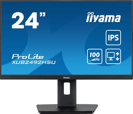 iiyama ProLite XUB2492HSU-B6 - 24 Inch - IPS - Full HD - USB-hub - In hoogte verstelbaar