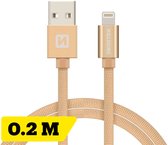 Swissten Lightning naar USB kabel - 0.2M - Gevlochten kabel geschikt voor iPhone 11/12/13/14 - Goud