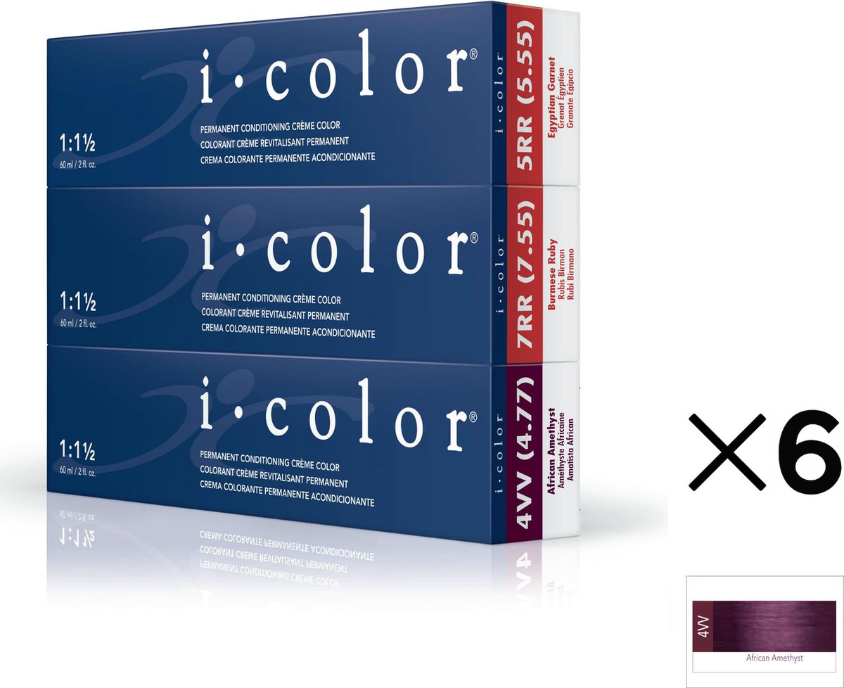 ISO i color Permanent Conditioning Crème Color 60ml 4VV African Amethyst x 6 tubes
