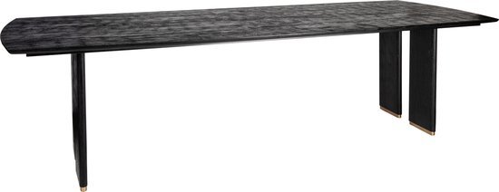 PTMD Liber Black mango wood dining table 280cm gold leg