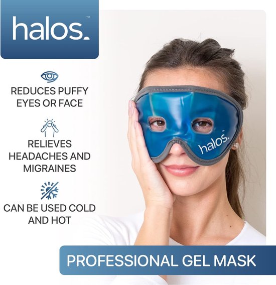 Masque Yeux Froid， Masque Des Yeux Gel Gonflés, Cernes, Migraine  Réutilisable Poche de Glace en Yeux pour Thérapie Froid Chaud (Bleu)
