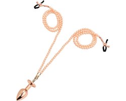 Tepel klemmen + Buttplug ketting | XL | Anale plug | Bondage | Tepelklem | BDSM | Anaal | Stimulatie | Kont | Tepelklemmen | Hoge kwaliteit