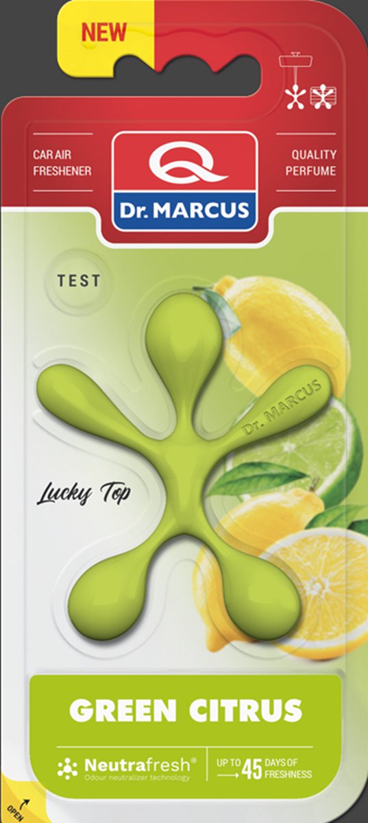 Dr. Marcus Lucky Top Green Citrus Luchtverfrisser - Neutrafresh Technologie - Langdurige Geurverspreiding - Autogeurtje