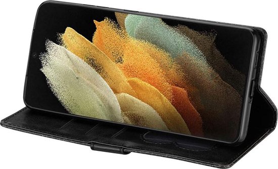 Étui Bookcase à Glitter Convient pour : Samsung Galaxy A54 avec fermeture éclair - étui - étui portefeuille - Zwart - ZT Accessoires