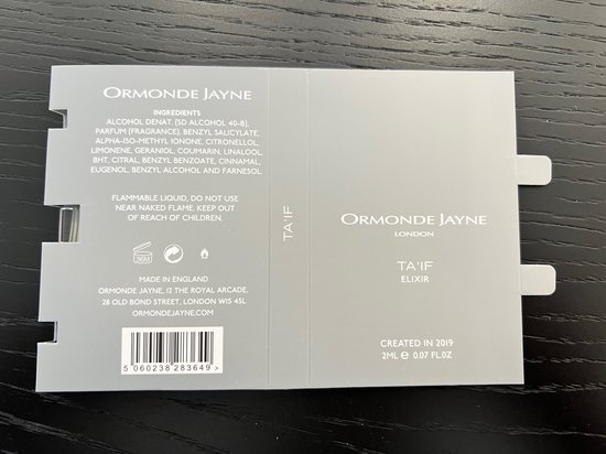 Ormonde Jayne - TA'IF ELIXIR - 2ml PARFUM Original Sample