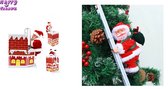 Happy Trendz® Set van 2 - Kerstpakket dubbel plezier - Elektrische Kerstman Huis in en uit + Kerstman Klimmend ladder - Kerstman Pop – Kerstmannen - cadeau - huis - kantoor - plezier