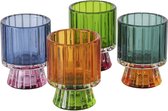 Boltze Home Theelichthouder 'Glance' Glas gelakt dia6x7,5cm 4 assorti veel gekleurd
