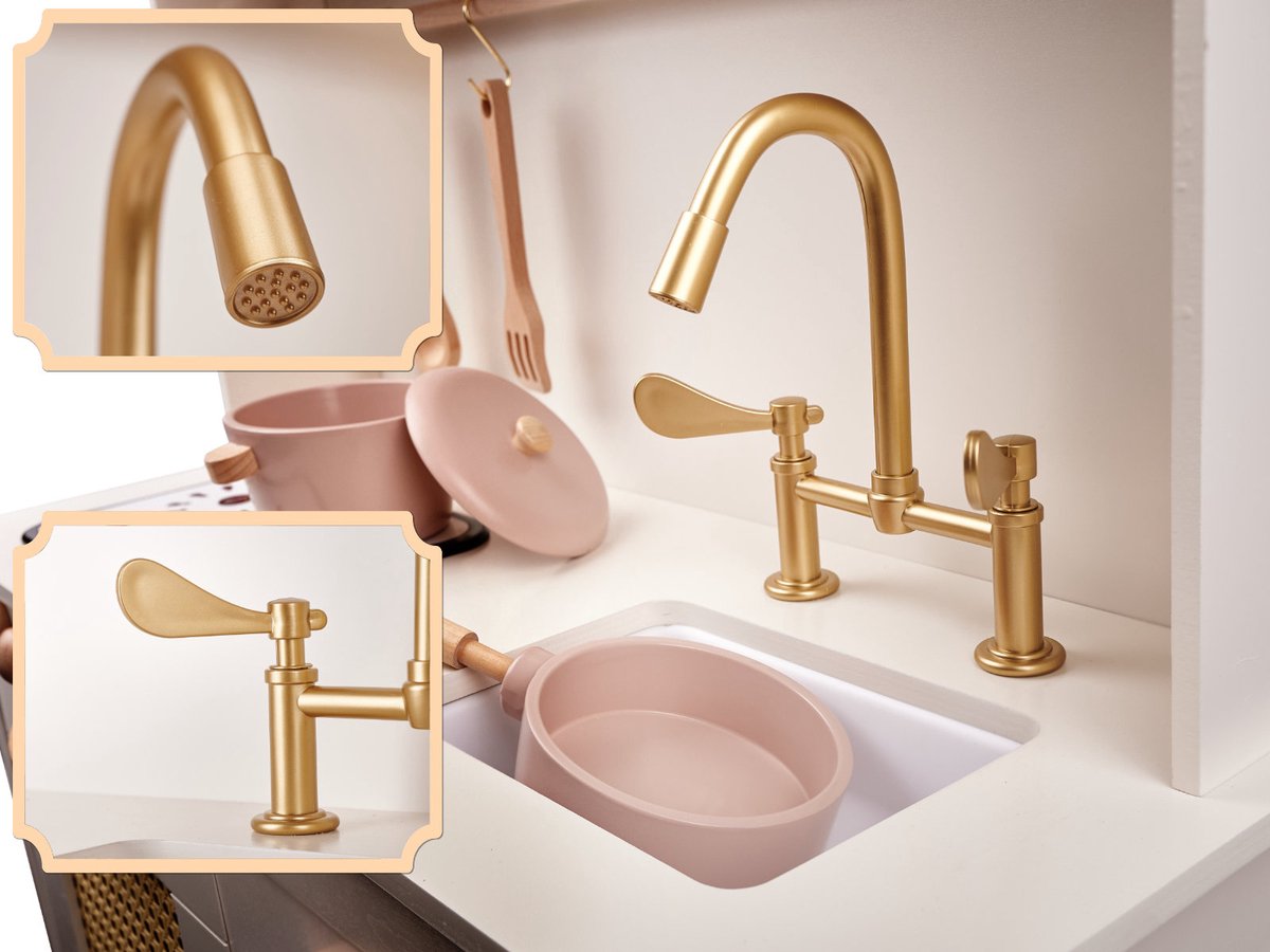 Playos® - Houten Speelkeuken - Wit / Roze - Inclusief Accessoires - 68 x 29 x 100 cm - met Licht en Geluid - Kinderkeuken - Speelgoed Keukentje - Rollenspel Speelgoed - Educatief — afbeelding 8