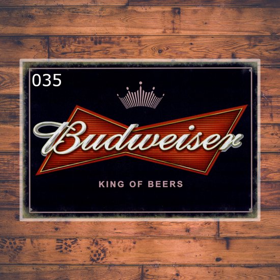Wandbordje Budweiser king of beers logo