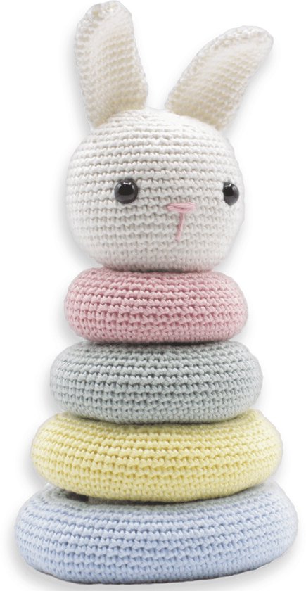 DIY-Compleet Haakpakket Konijn Stapeltoren 22 cm | Crochet Kit Stacking  Bunny | bol