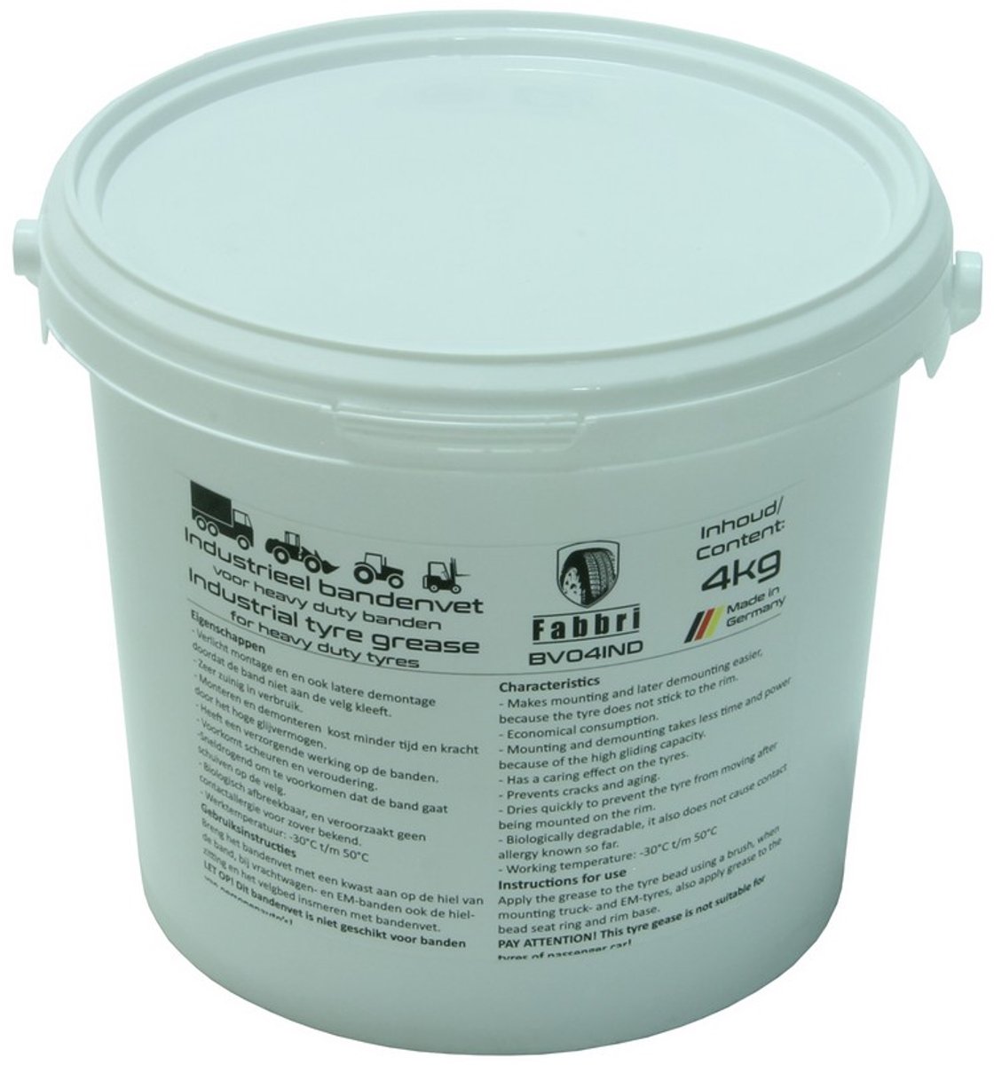 Bandenvet industrieel - Licht rood - 4KG inhoud - Fabbri