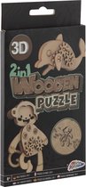 Grafix 2-in-1 Houten 3D dierenpuzzels 10cm- Leeftijd vanaf 8 jaar