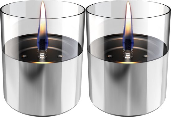 Tenderflame Lilly 8 glass 2 pack (silver) 8cm - Kaarsen - Zilver