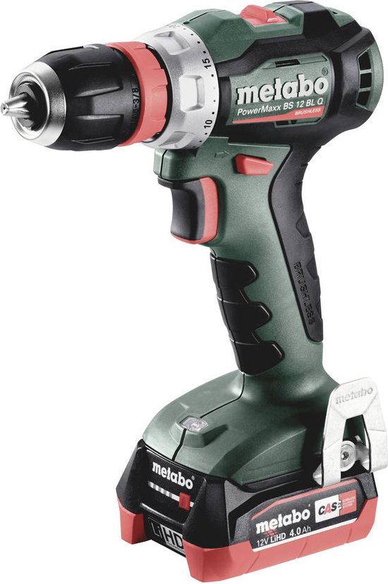 Metabo PowerMaxx BS 12 BL Q 601045800 Accu-schroefboormachine 12 V 4 Ah Li-ion Incl. 2 accus, Incl. lader, Brushless
