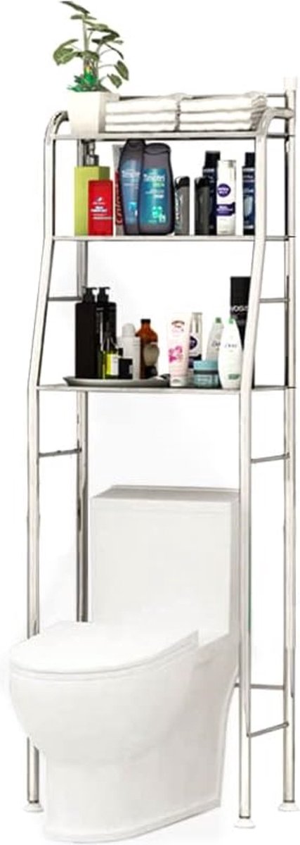 Badkamerplank Boven Toilet | Waterdichte Opbergplank | Multifunctionele Opbergplank | Bespaar Ruimte met 3 Planken | In Hoogte Verstelbare Poten
