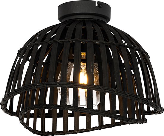 QAZQA pua - Oosterse Plafondlamp - 1 lichts - Ø 30 cm - Zwart - Woonkamer | Slaapkamer | Keuken