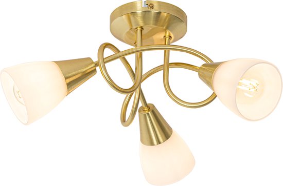 QAZQA inez - Klassieke Plafondlamp - 3 lichts - Ø 37 cm - Goud - Woonkamer | Slaapkamer | Keuken