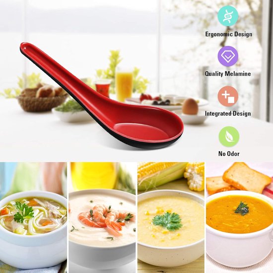 6 Stuks Chinese Soeplepels, Keramische Aziatische Soeplepels Voor Ramen Pho Wonton Dumpling Noodles