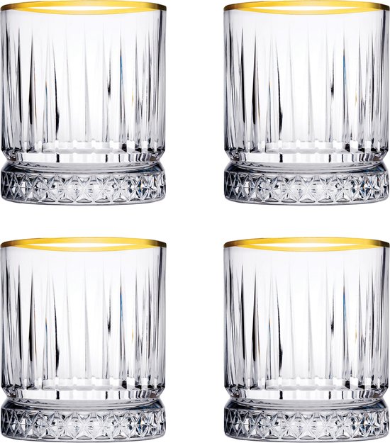 Pasabahce Timeless - Golden Touch Whiskeyglas - Set van 4 - 21 cl