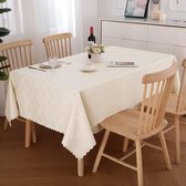 PU tafelkleed, afwasbaar, lotuseffect, hoogwaardig (350 g/m²), rechthoekig, 100 x 140 cm, tafelkleed, ornamenten, waterafstotend, tafellinnen, vlekbescherming, onderhoudsvriendelijk, beige