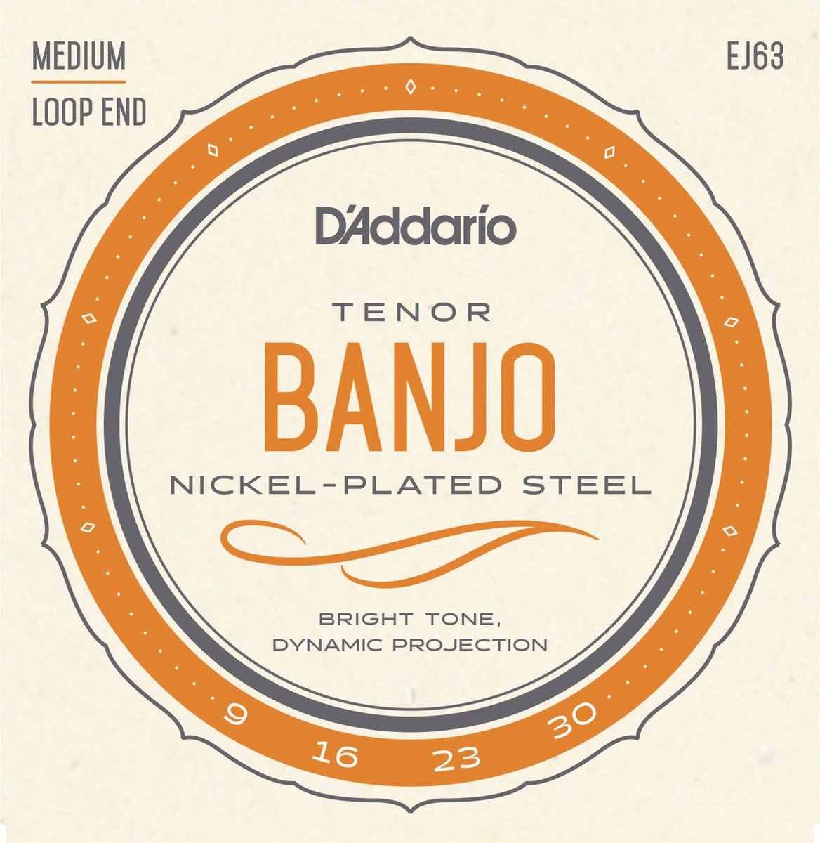 D'Addario Banjo snaren EJ63 Tenor 4-String nikkel Loop End - Snaren