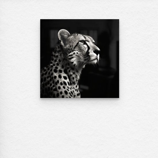 De Muurdecoratie - Plexiglas schilderij luxe cheetah - Cheetah - Zwart wit schilderij - Plexiglas schilderij - 120 x 120