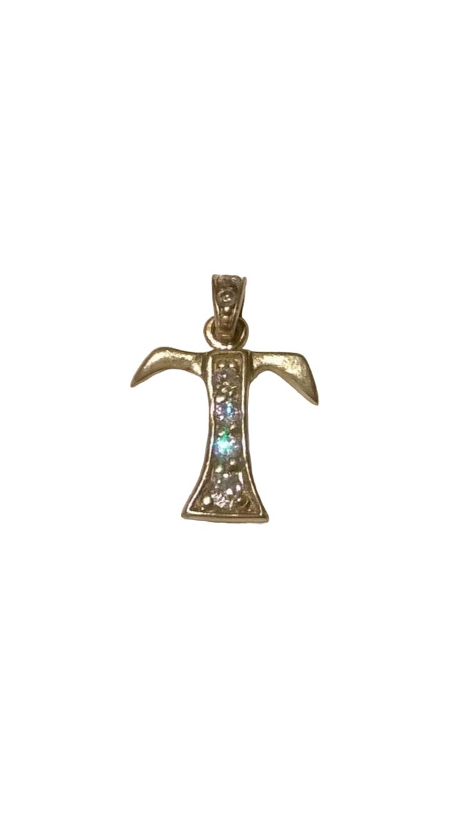 Gemstones-silver letterhanger T 925-sterling zilver en14K goudverguld met zirkonia