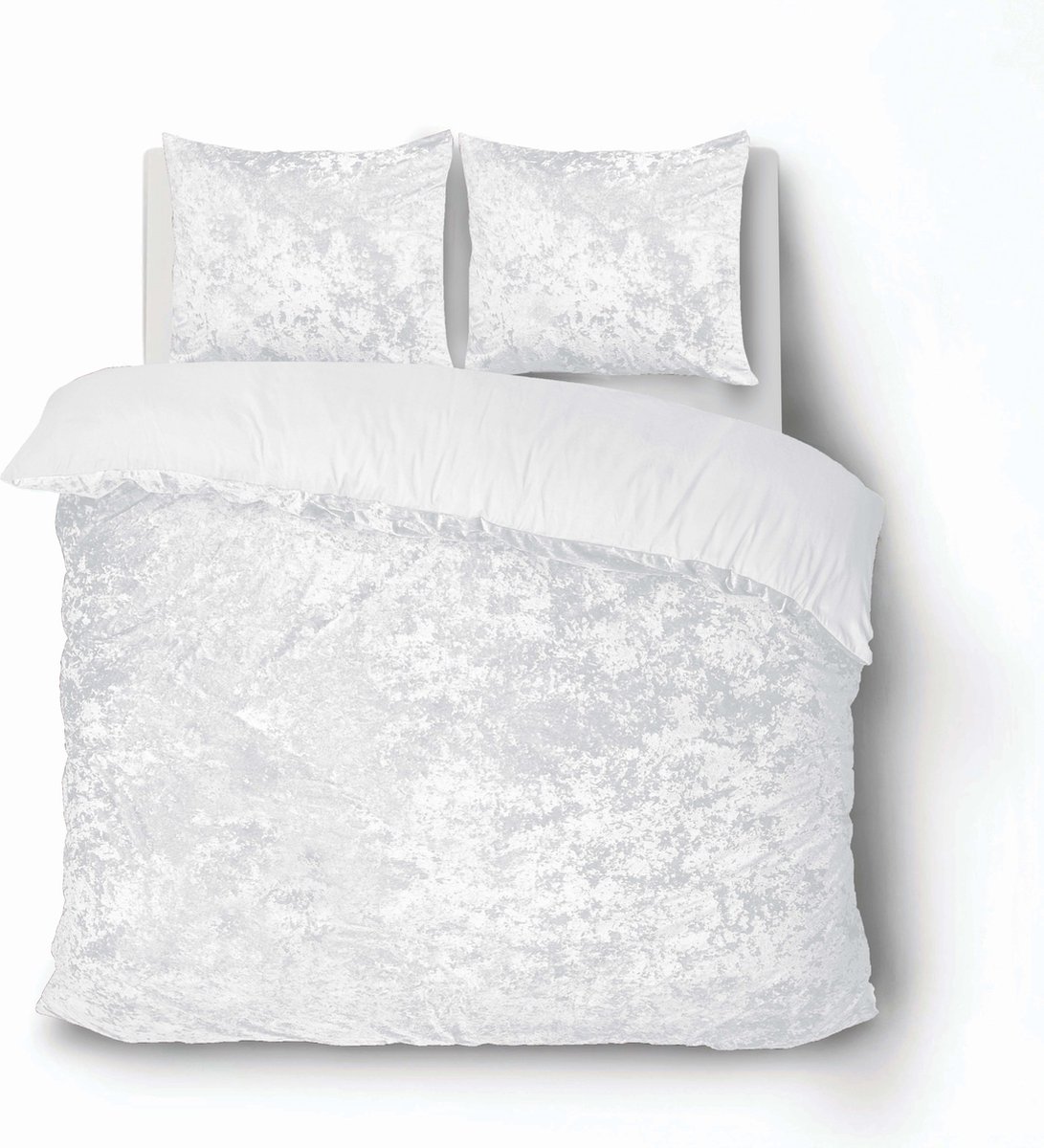 iSleep Dekbedovertrek Crushed Velvet - Tweepersoons - 200x200/220 cm - Wit