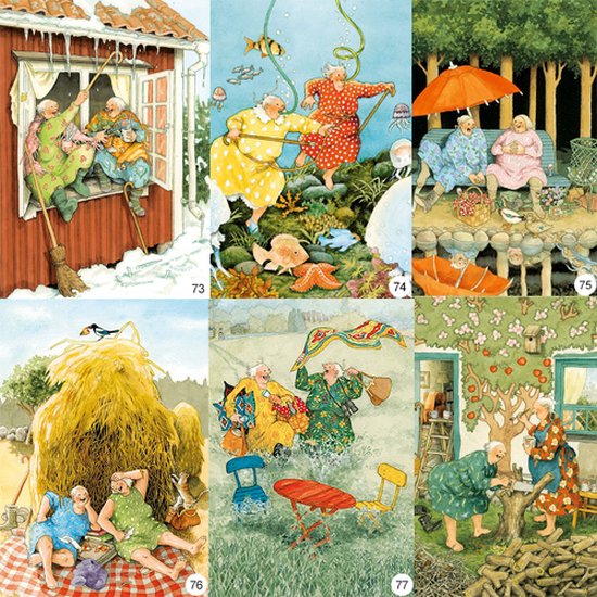 Inge Löök Postkaart set van 6 kaarten, Wenskaar (set 13 kaart 73-78 )