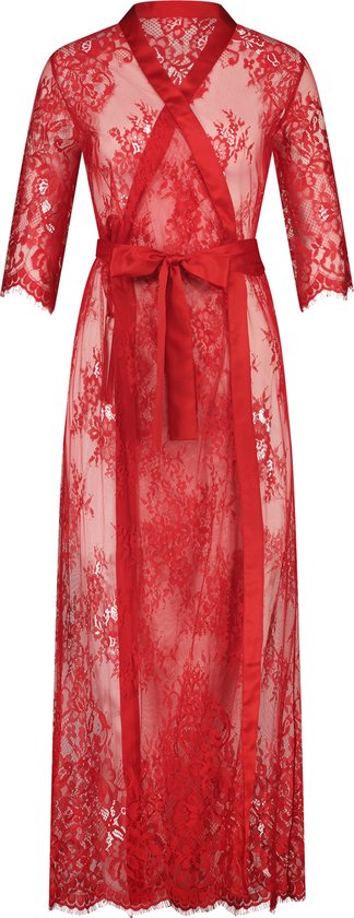 Hunkemöller Lange Kimono Allover Lace Rood XS/S