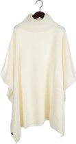 Knitwear Luxe Poncho met Col - Gebreide Poncho - Roomwit