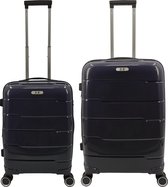 SB Travelbags 2 delige 'Expandable' kofferset 4 dubbele wielen trolley - Donker Blauw - 65cm/55cm