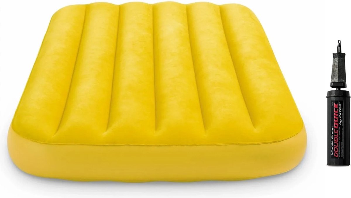 INTEX - Kinderluchtbed met handpomp - luchtmatras voor kinderen - luchtbed voor kinderen - 157 x 88 x 18 cm - luchtbed 1 persoons - opblaasbaar matras - camping matras - comfortabel slapen - multifunctioneel matras - kampeeruitrusting - Intex product