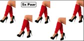 5x Paar luxe Beenwarmers rood - Been warmer festival thema feest disco fun kleding accesoires