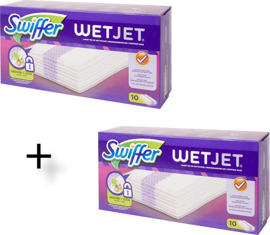 Système de nettoyage Swiffer WetJet - 2 x 10 pièces - Recharge de lingettes  nettoyantes