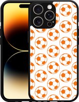 Cazy Hardcase Hoesje geschikt voor iPhone 14 Pro Max Orange Soccer Balls