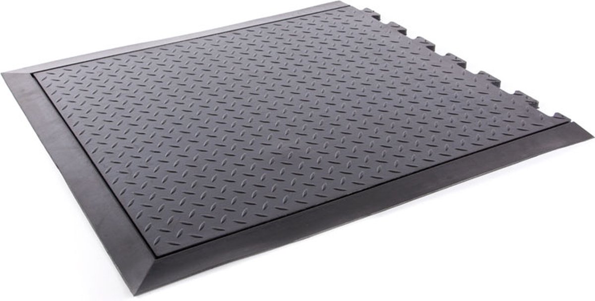 Rubbermagazijn Werkplaatsmat - 78x71cm - Anti vermoeidheidsmat - Eindstuk Zwart