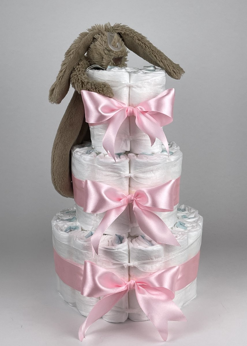 Goedkoopste Chouette-Chouette | Luiertaart Meisje | Kraamcadeau | Geboorte Meisje | Babyshower | Tuttle Konijn Richie Clay bruin - Roze