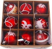 Boules de Noël - Set 9 pièces - Décorations de Noël - Rouge - Classique - Différentes finitions - Boules de Noël de Noël - Pour le sapin de Noël
