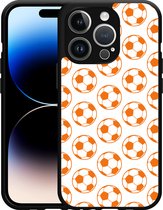 Cazy Hardcase Hoesje geschikt voor iPhone 14 Pro Orange Soccer Balls