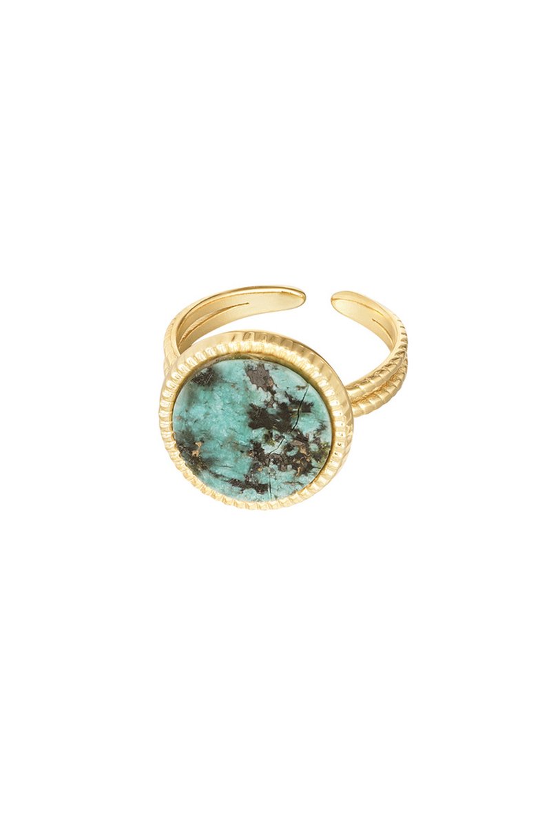 Jomide Ring Steen - Rond - Blauw/Goudkleurig