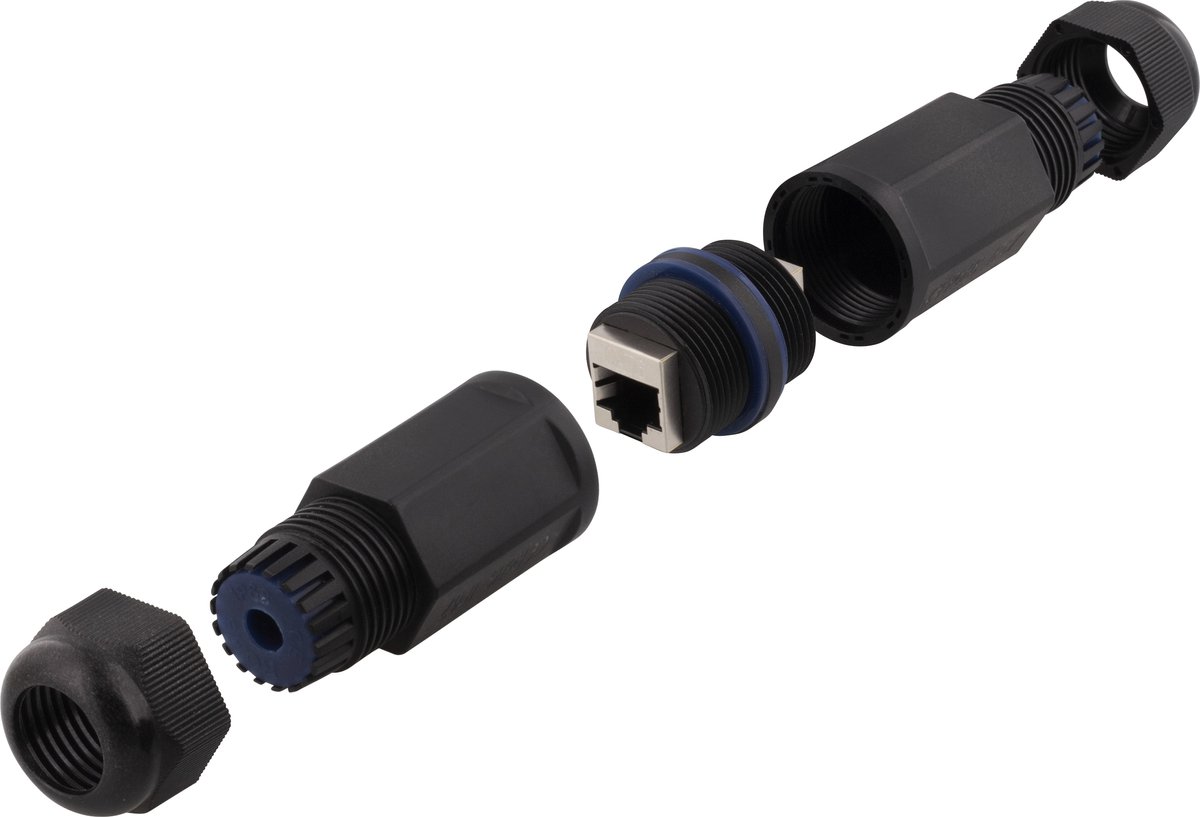 Deltaco LD-001 Waterdichte Koppeling voor CAT6 Kabels - IP67 - Coupler - 2 x CAT6 Shielded - Zwart