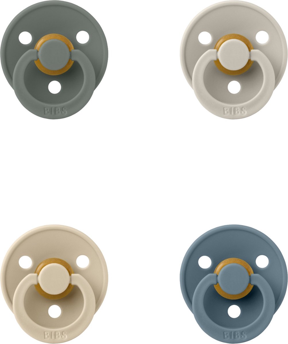 Goedkoopste Bibs fopspeen 0-6 maand set 4 stuks Vanilla,Sand, Island Sea en Pine maat 1