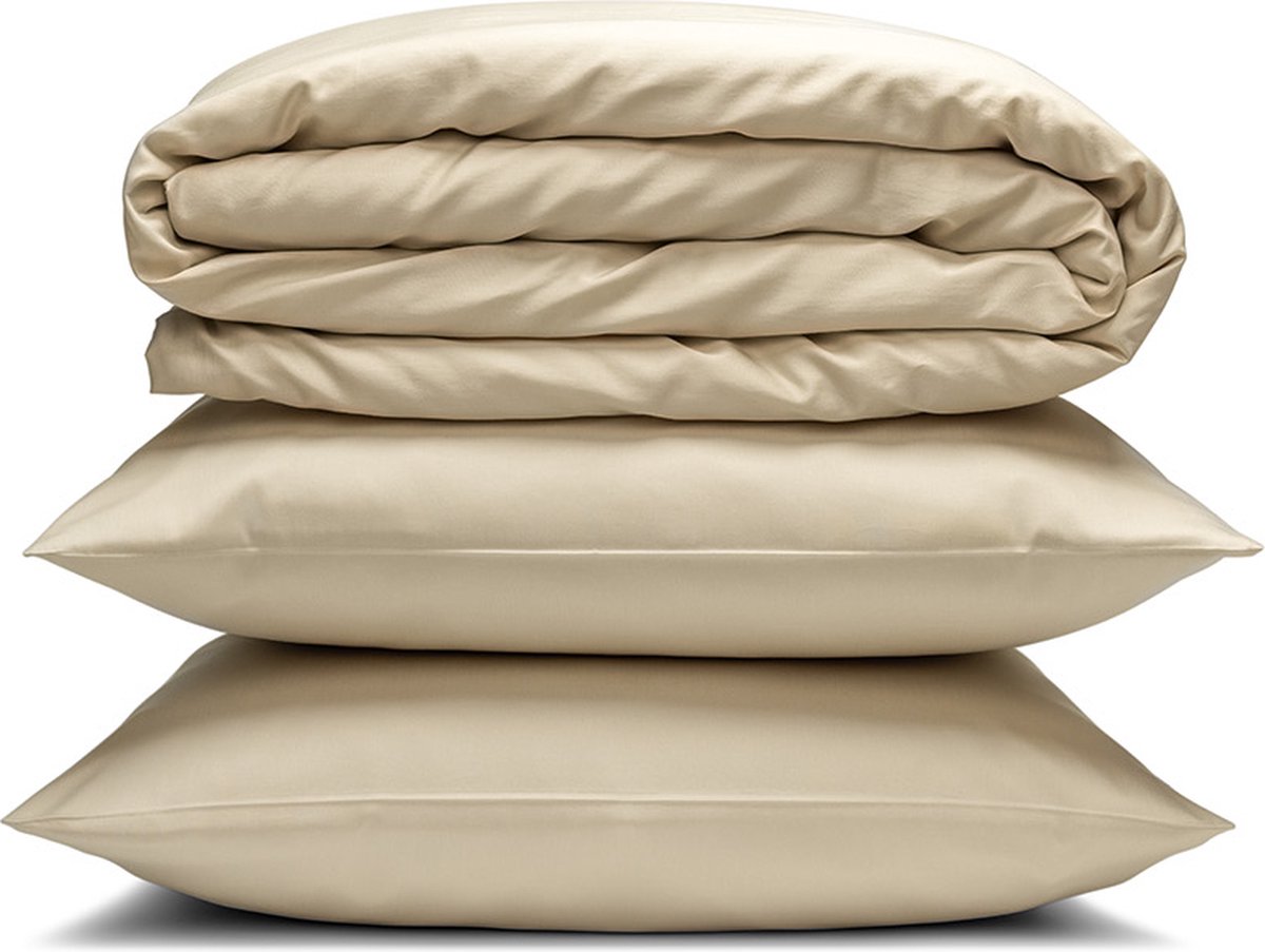 Yodormi - Dekbedovertrek - 100% biologisch katoen - Satijnweving - Premium enkeldraads - Instopstrook - Beige - 200x220