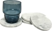 Set van 4x ronde onderzetters voor glazen D10 cm wit Marmer